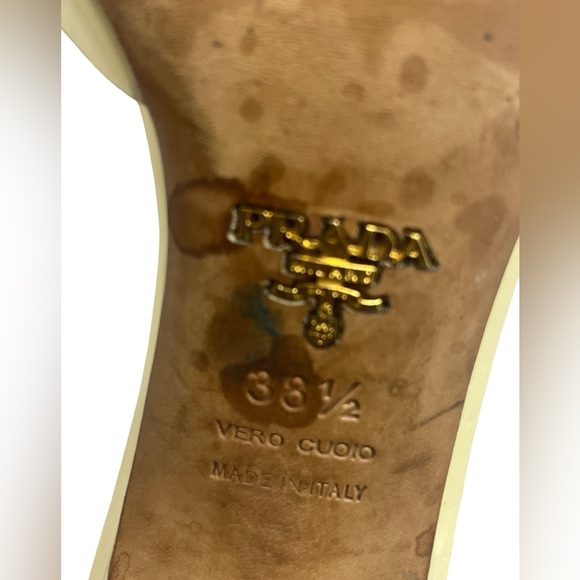 PRADA Patent Leather Peep Toe Heel Off-White 38.5 - Picture 10 of 15